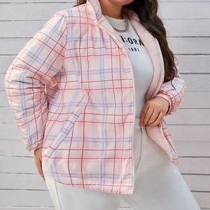 Shein plaid puffer reversible. never worn